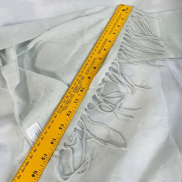 Swarovski Light Gray Scarf With Crystal Embellishments & Fringe Trim 72 Inch - Picture 7 of 11